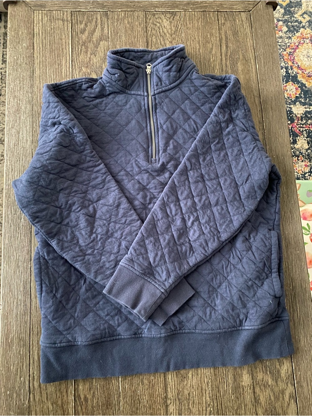 Old Navy Men's Quilted Navy Half-Zip Sweatshirt